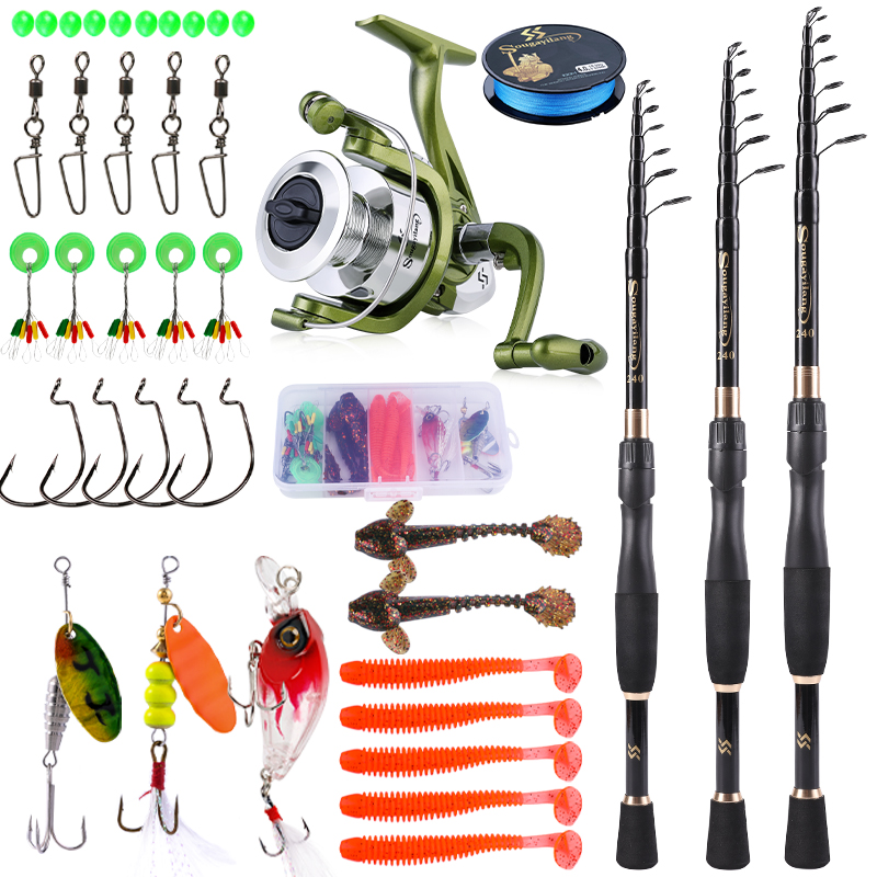 Spincast Reel - Sougayilang Teleskopowy zestaw wędkarski 1,8-2,4 m